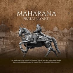 Patriotic Maharana Pratap Jayanti social post template by AiFlexa, designed for businesses and influencers to honor the hero with creative, editable graphics.