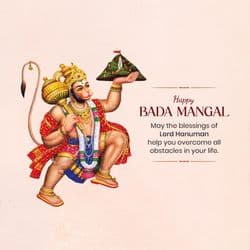 Creative Happy Bada Mangal post design template by AiFlexa – devotional social media graphic for Tuesday Hanuman festival promotions