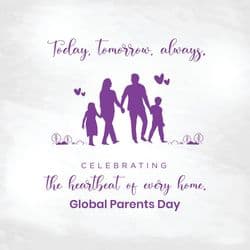 Heartwarming Parents Day design template featuring a family hugging illustration in soft colors