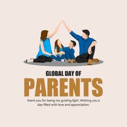 A family-themed social post design for Parents Day with children holding "Thank You" signs