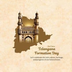 Modern Telangana Day social media template with abstract design and clean typography