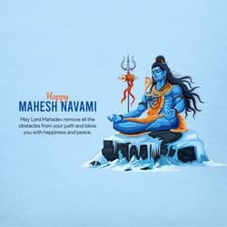 Mahesh Navami social media post template with Lord Shiva illustration and traditional design elements