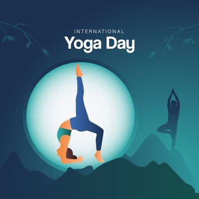 Calm face outline merged with yoga pose illustration