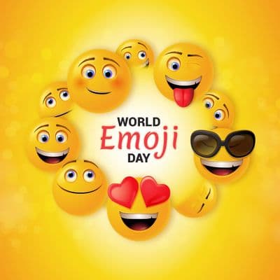 Cool sunglasses emoji on a phone screen with reactions and likes