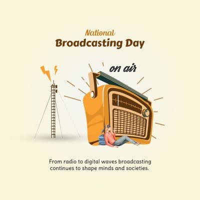 Broadcasting Day template with Indian flag theme and classic microphone illustration