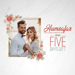 Romantic wedding countdown “days to go” post with hearts and couple illustrations