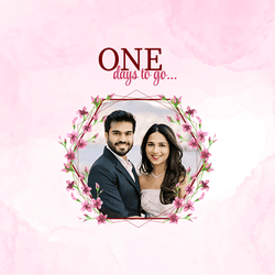 Minimalist wedding countdown “days to go” social media template with clean lines and soft pastel colors