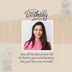 Minimal Happy Birthday post template with clean social media design